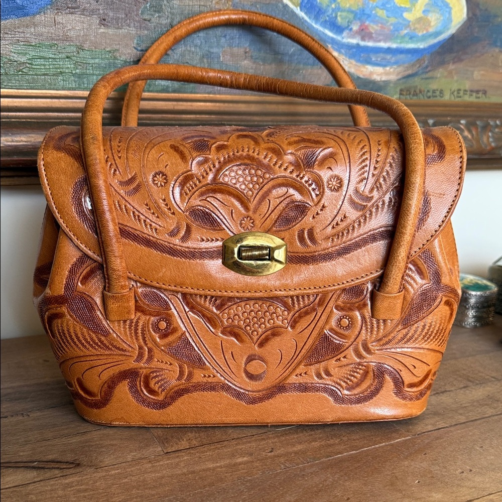 Vintage Tooled Leather Handbag